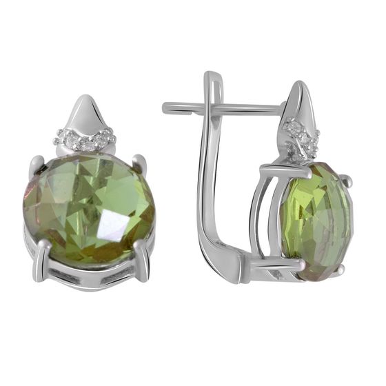 Серебряные серьги с султанитом 7.21ct