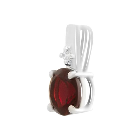 Серебряная подвеска с гранатом nano 1.45ct, фианитами
