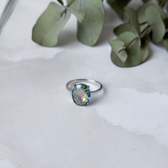 Серебряное кольцо с мистик топазом