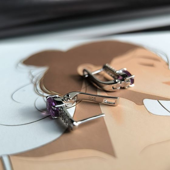 Серебряные серьги с александритом 2.48ct