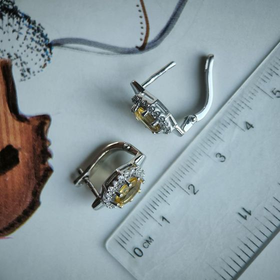 Срібні сережки з цитрином nano 3.093ct