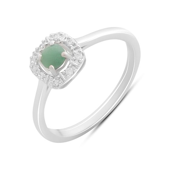 Silver ring with a 0.36-carat emerald and cubic zirconia