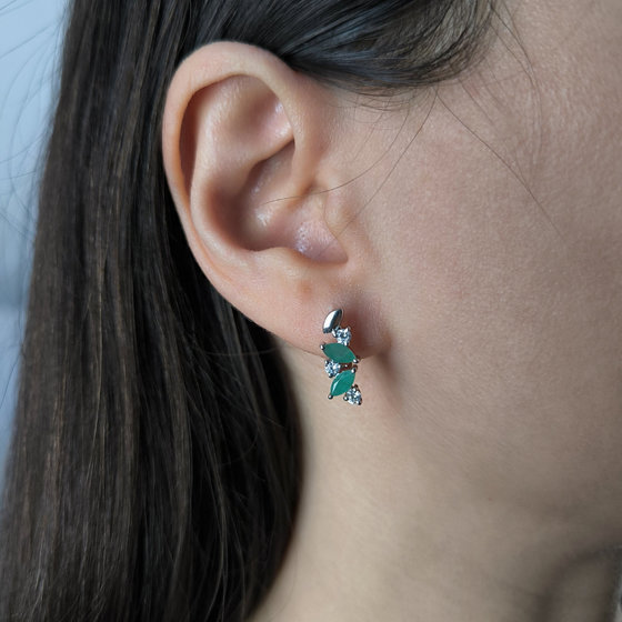Серебряные серьги с изумрудом 1.642ct