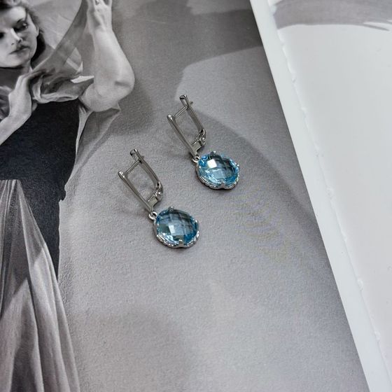 Серебряные серьги с топазом 10.883ct