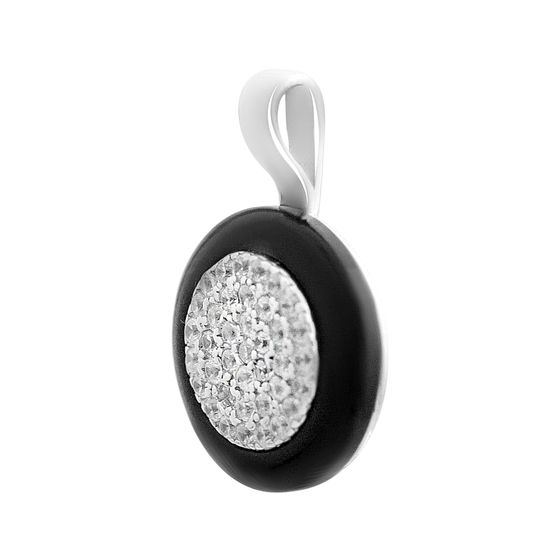 Sterling silver pendant with onyx, fianites