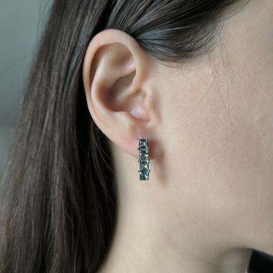 Серебряные серьги с мистик топазом 1.752ct