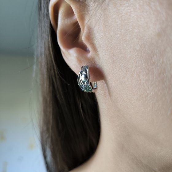 Silver earrings without stones