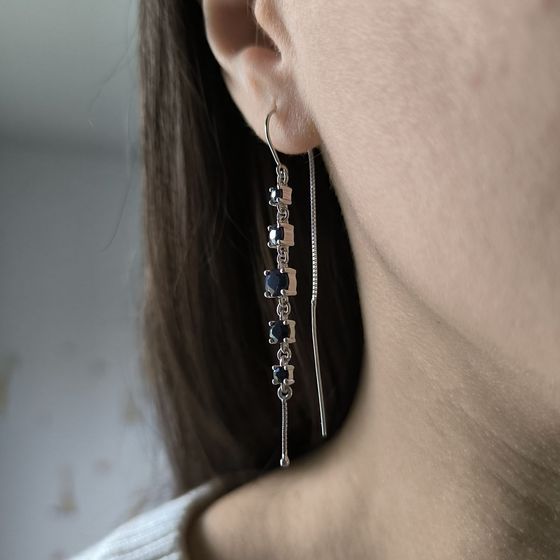 Silver earrings with sapphire 3.285ct