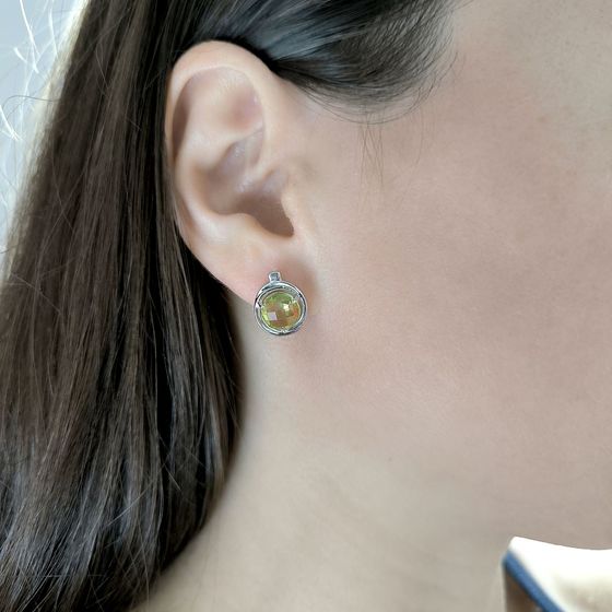 Срібні сережки з хризолітом 4.575ct