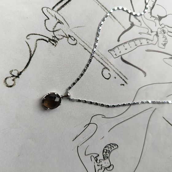 Серебряная подвеска с раухтопазом (дымчатым кварцем) 4.387ct