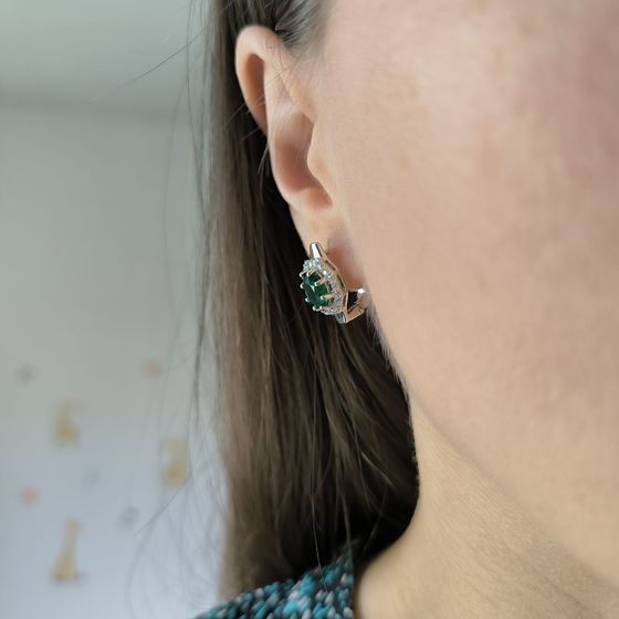 Срібні сережки зі смарагдом nano 2.802ct