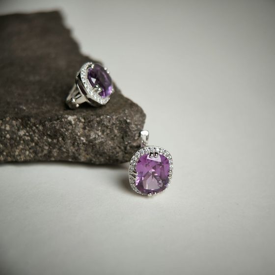 Срібні сережки з олександритом 13.357ct