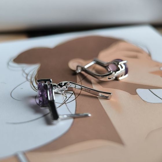 Серебряные серьги с аметистом 3.703ct