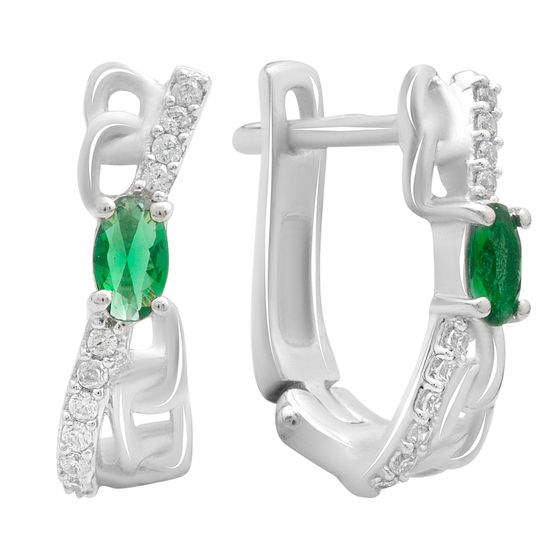 Silver earrings with emerald nano 0.638ct