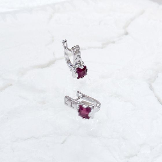 Срібні сережки з рубіном 1.76ct