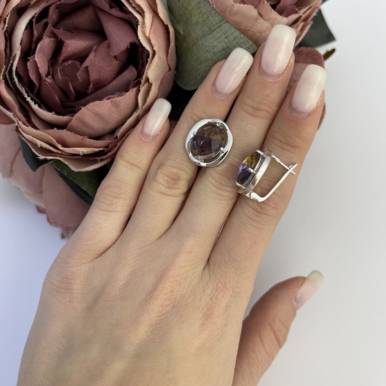 Срібні сережки з аметрином nano 7.113ct