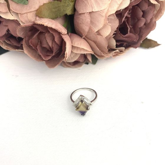 Sterling silver ring with ametrine nano 2.693ct