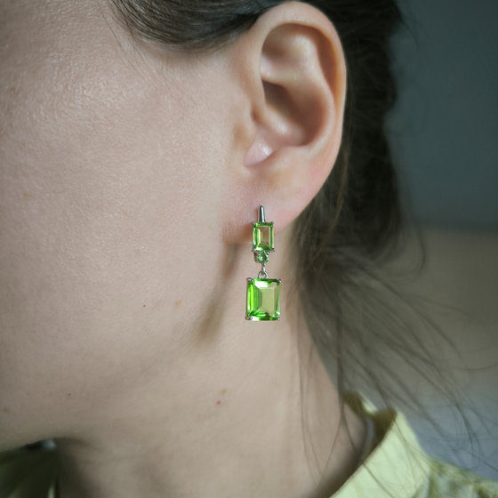 Серебряные серьги с хризолітом 7.54ct