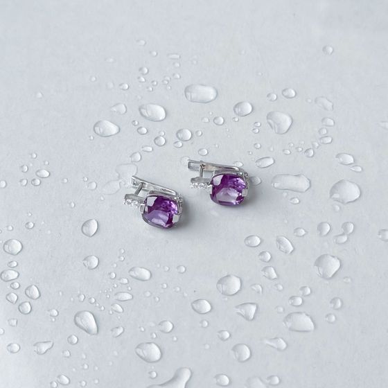 Серебряные серьги с александритом