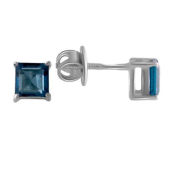 Серебряные серьги с топазом Лондон Блю 1.204ct