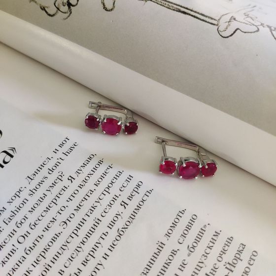 Серебряные серьги с рубином 3.63ct