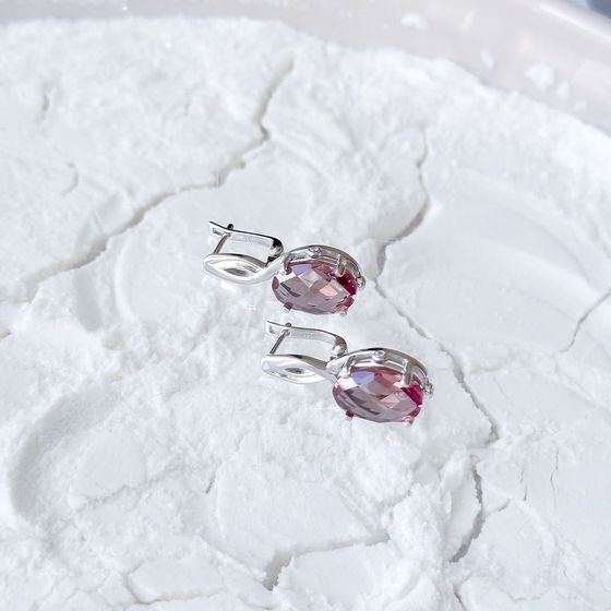 Срібні сережки з султанітом 3.838ct, фіанітами