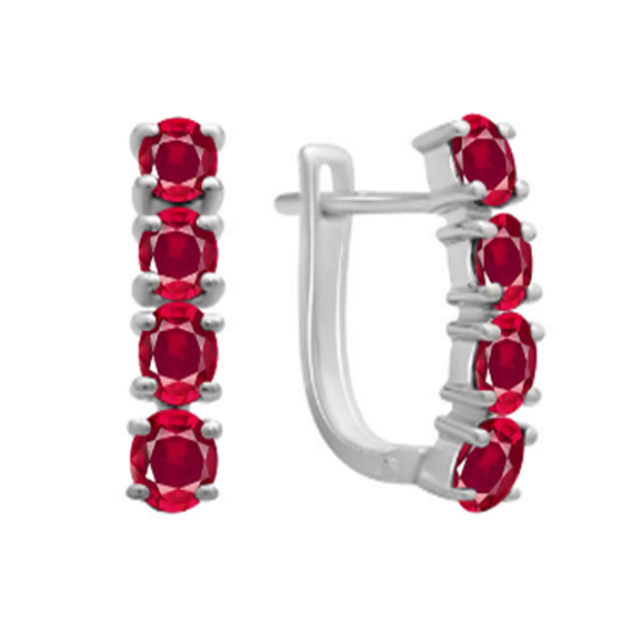 Серебряные серьги с рубином 2.938ct