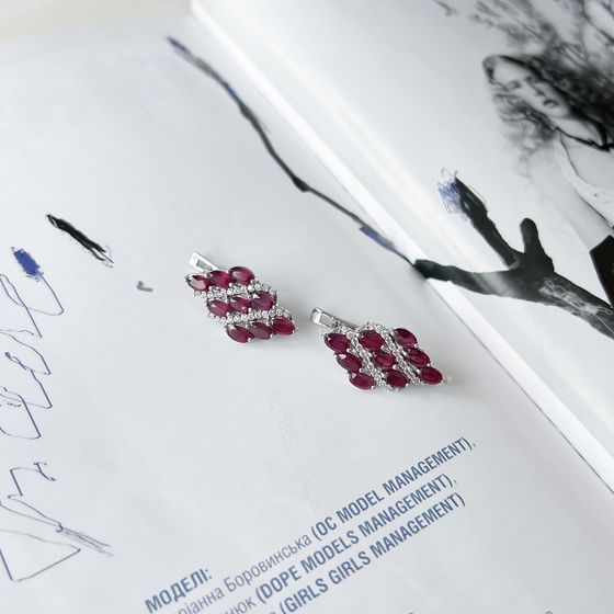 Silver earrings with ruby 7.101ct