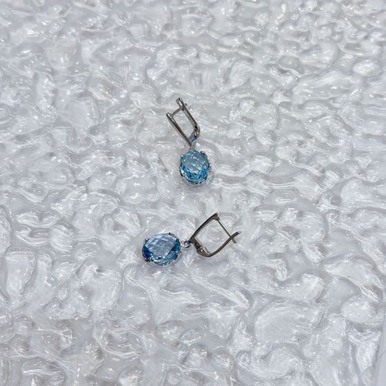 Серебряные серьги с топазом 10.883ct