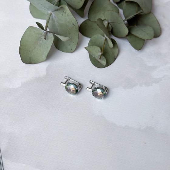 Серебряные серьги с мистик топазом 9.015ct