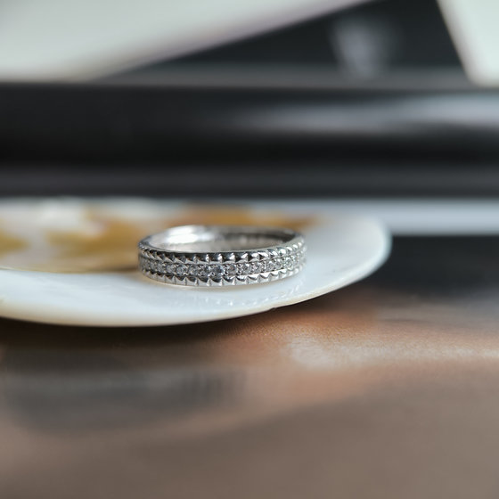 Silver ring with cubic zirconia