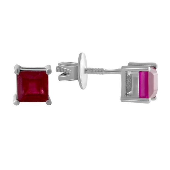 Срібні сережки з рубіном 2.02ct
