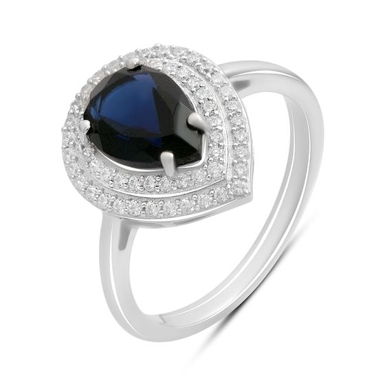 Серебряное кольцо с сапфиром nano 2.221ct, фианитами