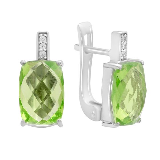 Серебряные серьги с хризолітом 6.28ct