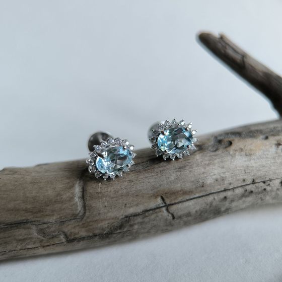 Серебряные серьги с топазом 2.194ct