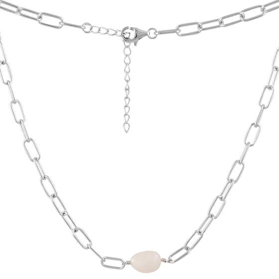 Silver necklace with baroque pearls