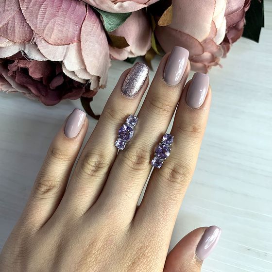 Серебряные серьги с аметистом 4.292ct