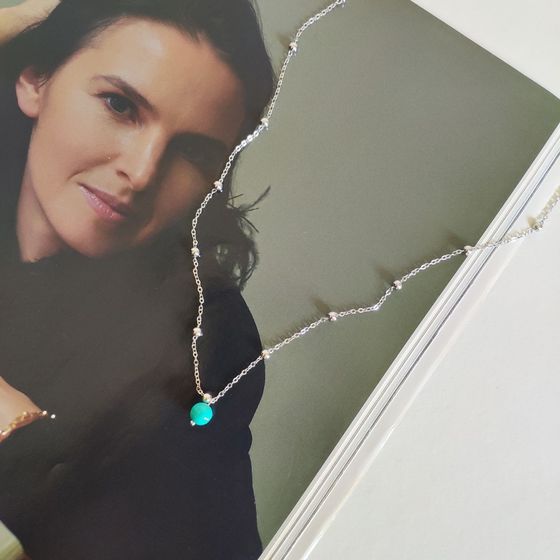 Silver necklace with turquoise