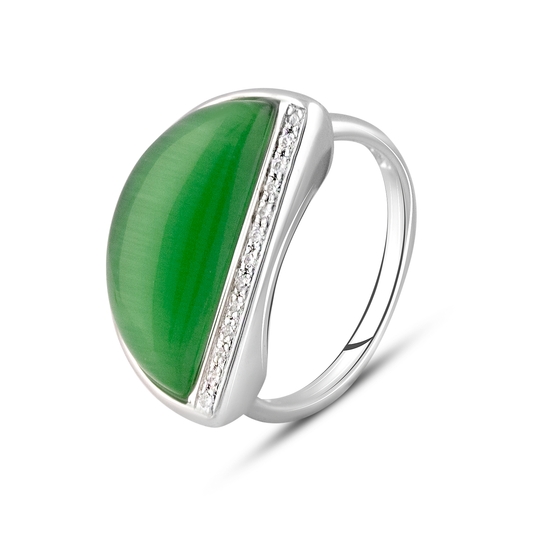 Silver cat's eye ring