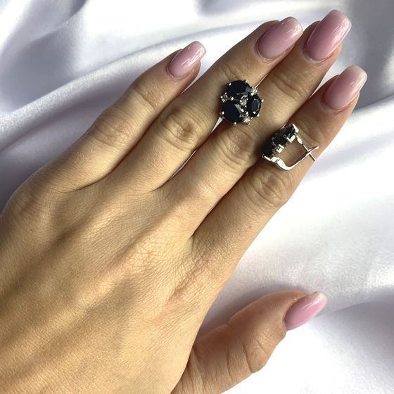 Серебряные серьги с сапфиром 8.813ct