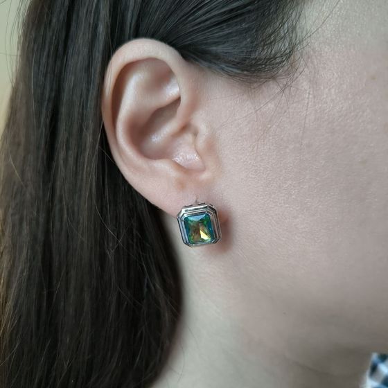 Silver earrings with mystic topaz 4.563ct