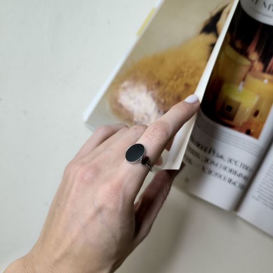 Silver ring with onyx