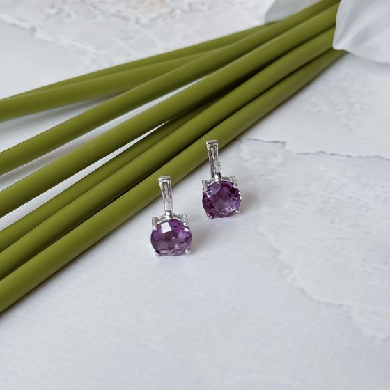 Серебряные серьги с александритом 7.337ct