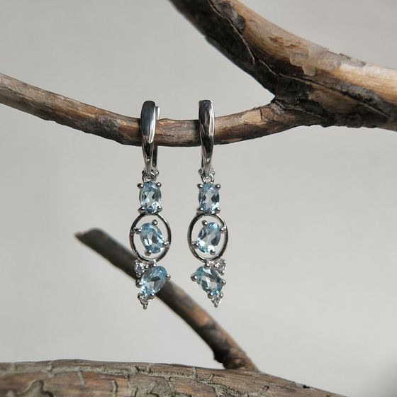 Срібні сережки з топазом 3.367ct
