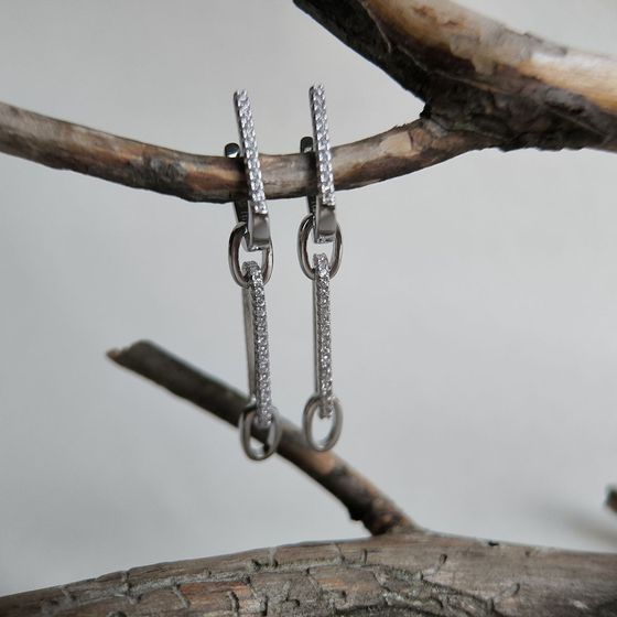 Silver Earrings with Fianites