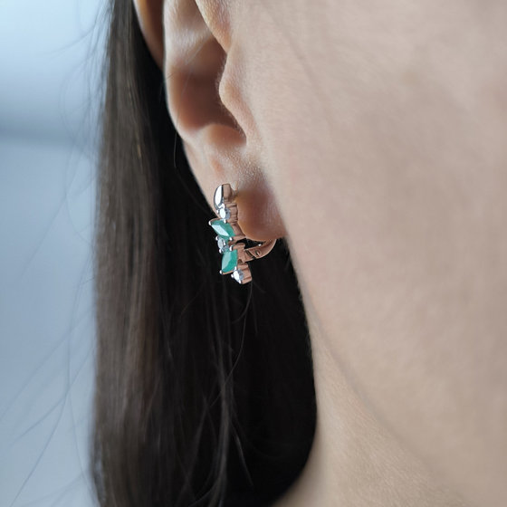 Серебряные серьги с изумрудом 1.642ct