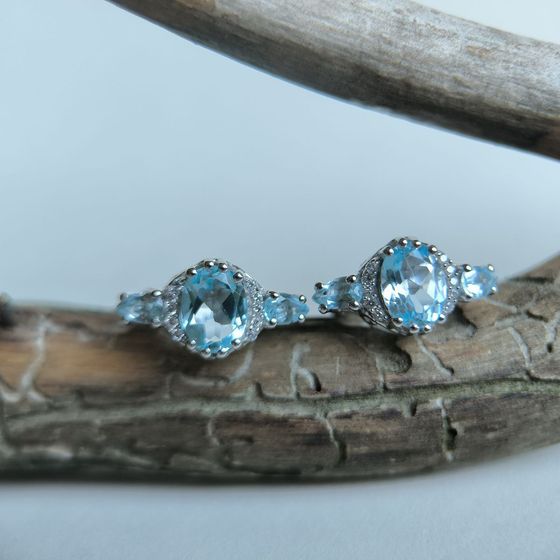 Срібні сережки з топазом 4.108ct