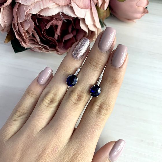 Серебряные серьги с сапфиром nano