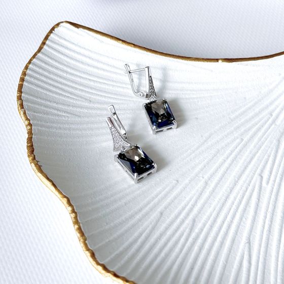 Срібні сережки з містик топазом 24.12ct