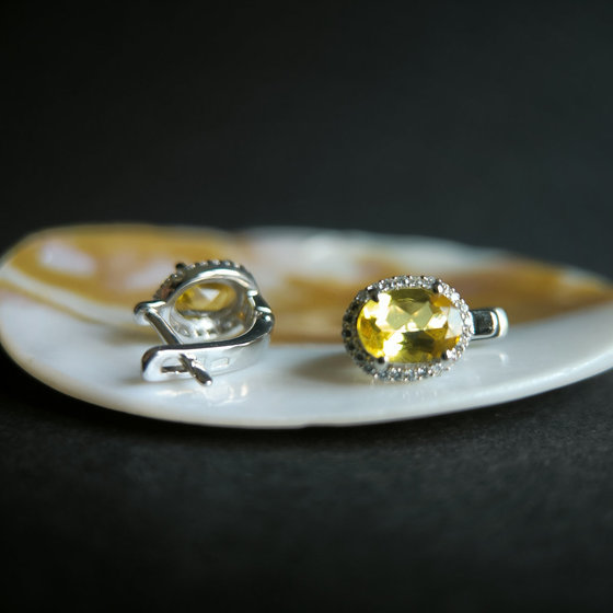 Серебряные серьги с цитрином nano 2.687ct, фианитами